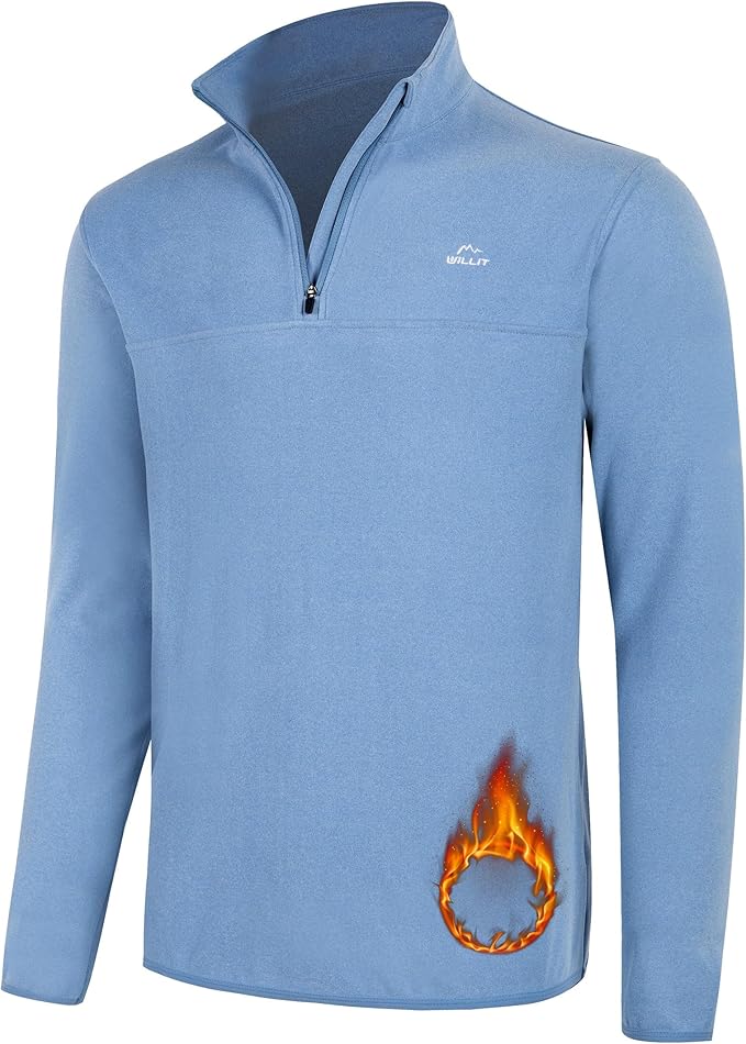 Willit Men's Fleece Pullover Winter Shirts Long Sleeve Quarter Zip Cold Weather Golf Hiking Casual Warm Shirts