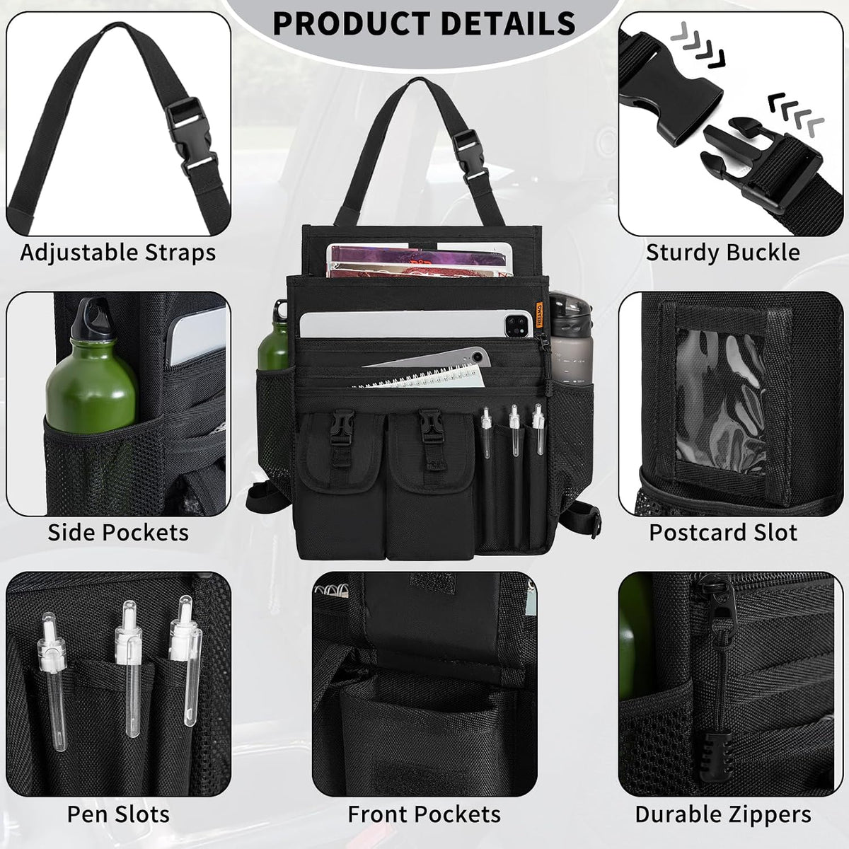 Front Seat Car Organizer with Dedicated Laptop Tablet Storage