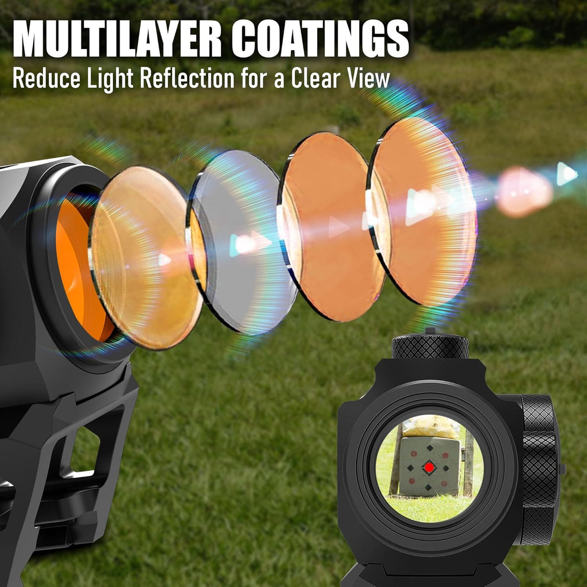 UUQ Compact Red Dot Sight - 2 MOA Shake Awake Optic with 11-Level Brightness | IPX7 Waterproof, 1000G Shockproof, Fits 20mm Rail