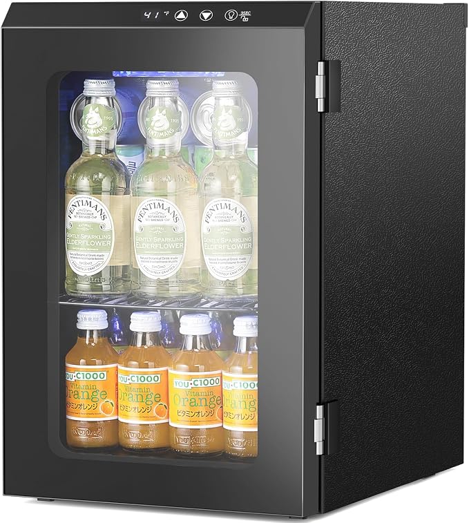 Antarctic Star 18L Mini Fridge Cooler 24Can, Beverage Refrigerator with Quiet Compressor, LED Light,Freestanding Small Fridge with Electronic Temperature Control for Home and Bar(40-61 ℉)