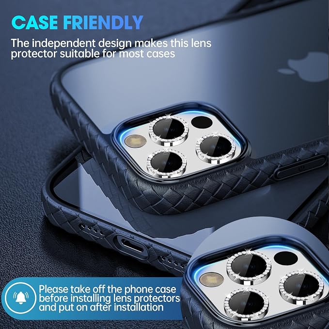 for iPhone 15 Pro/iPhone 15 Pro Max Camera Lens Protector Bling Individual