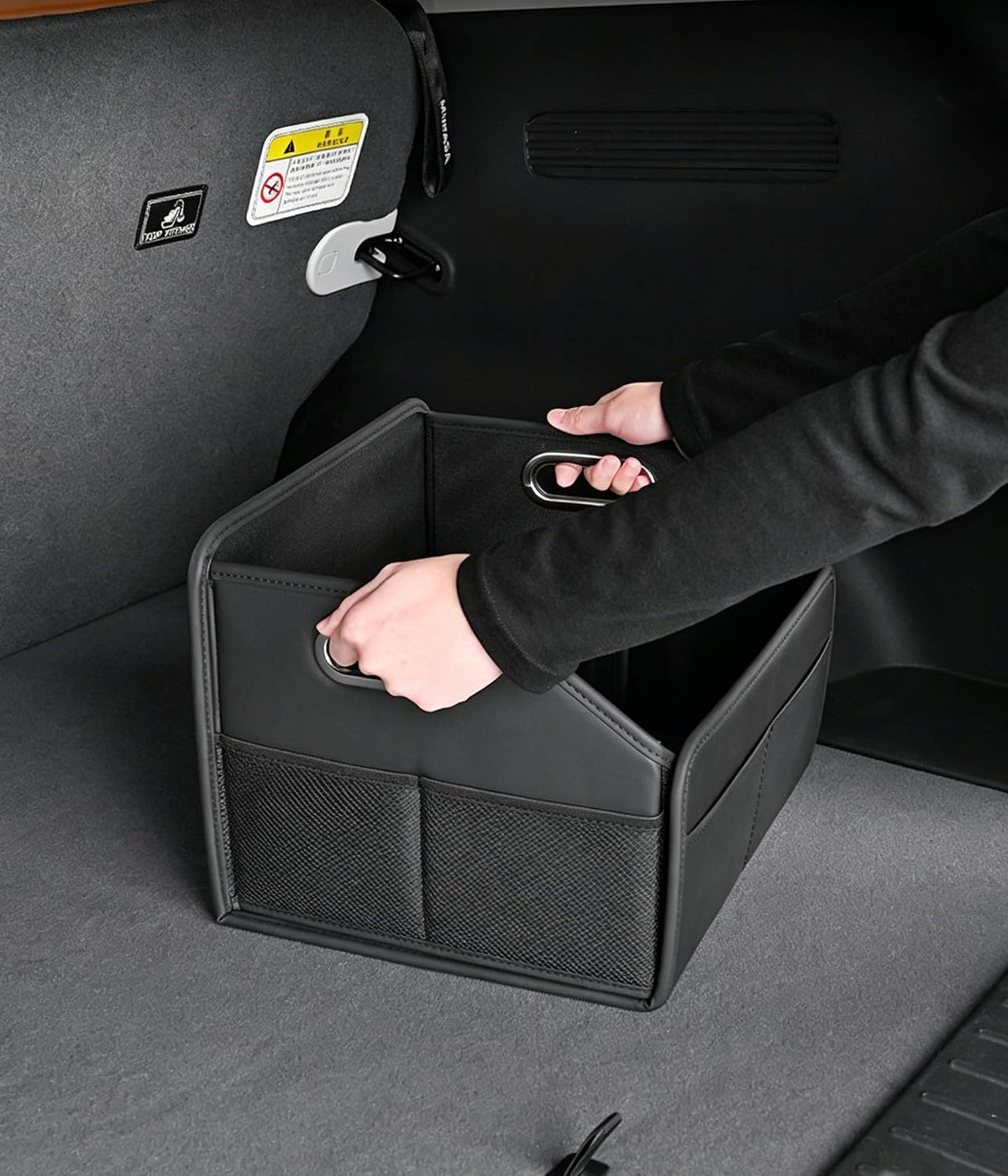 Car Trunk Organizers Small PU Leather，Car Basket for Organizers and Storage，Car Caddy Collapsible Multi Compartment Container Box