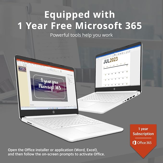 HP Stream 14″ HD Laptop for Students & Business, Intel Celeron Processor, 8GB RAM, 224GB Storage (64GB eMMC + 160GB Docking Station Set), UHD Graphics, 1 Year Office 365, 720p Webcam, Win 11, White