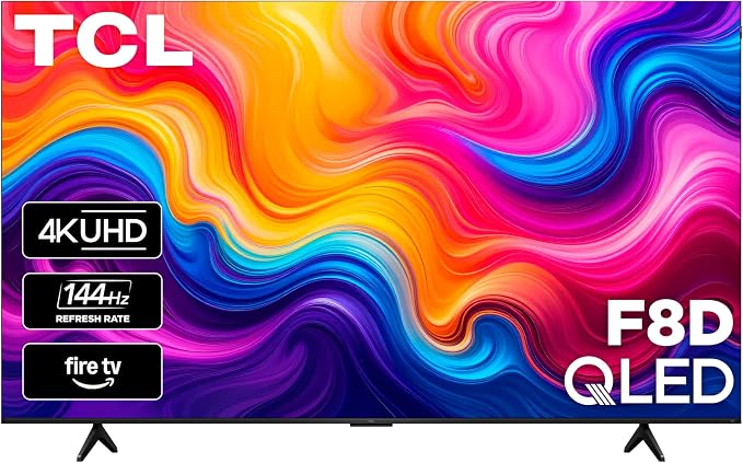 TCL 85-Inch Class F8D Series 4K QLED (85F8D, 2026 Model) with Dolby Vision HDR & Dolby Atmos, Smart Fire TV, Alexa+, 144Hz Refresh Rate, Game Accelerator 288, High Brightness LED Backlight