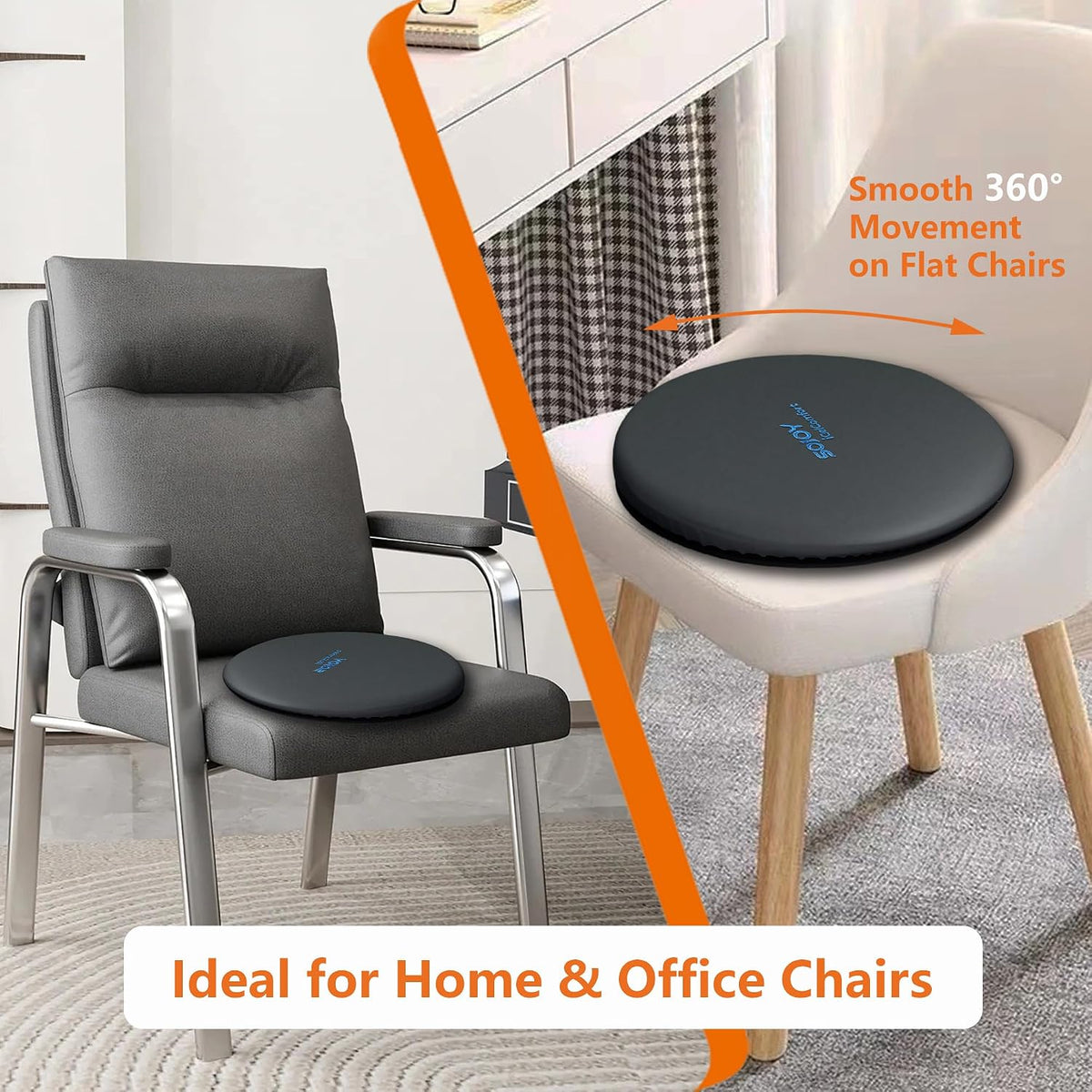 Sojoy iGelComfort Deluxe Gel Swivel Seat Cushion with Supportive Memory Foam 360 Degrees Rotating Seat Cushion for Home,Stool Chair,Office (Black, 13.5 * 13.5 * 1.75 inches)