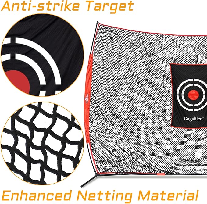 Gagalielo Golf Hitting Net：Professional Practice Accuracy with Target Mat Driving Swing Indoor Outdoor Training Backyard Garage Gift for Golfers