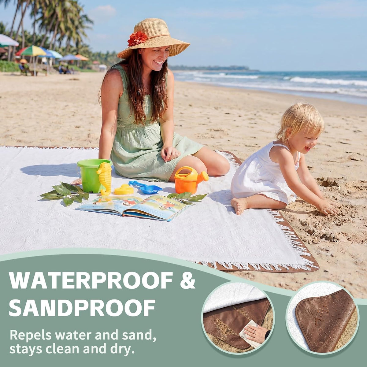 RYCHIC 2 in 1 Extra Large Camping Blanket Outdoor Rug Picnic Yoga Mat Lightweight Car Essential Roadtrip Gadget Rv Accessories Glamping Gear Must Haves Hiking Backpacking Necessities Women Beach Gift
