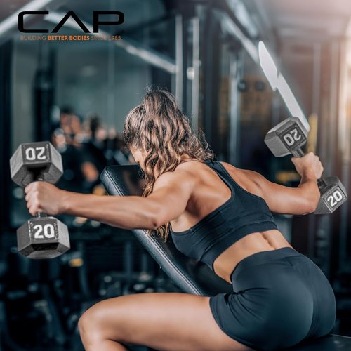 CAP Barbell Cast Iron Hex Dumbbell - Durable Weight Training Equipment | Multiple Sizes Available