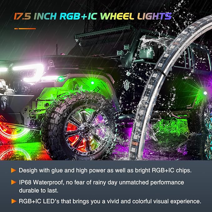 Nilight 4PCS 17.5inch Double Row Wheel Ring Lights Dream Color