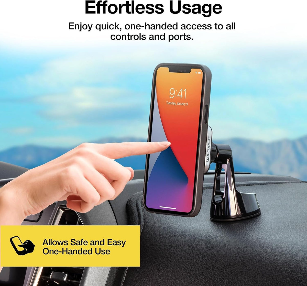 Scosche MP2WD-XTSP MagicMount Pro2 Magnetic Car Phone Holder - Ultimate Magnetic Car Mount for Windshield or Dashboard with Suction Cup - Compatible with MagSafe, iPhones, Galaxy, Pixel & Smartphones