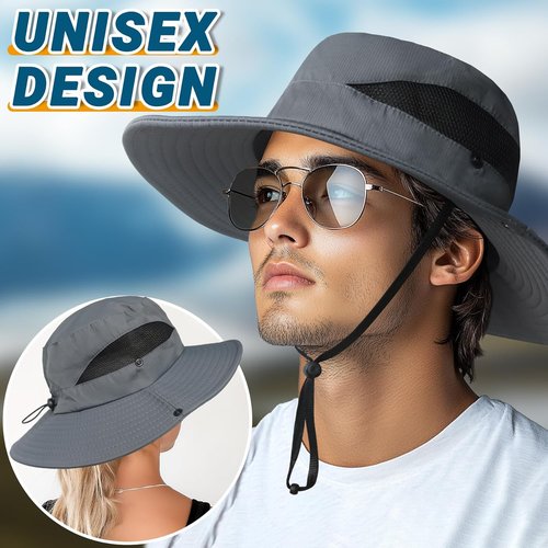 NPQQUAN Ponytail Sun Bucket Hat - Wide Brim UPF 50+ Protection for Fishing & Beach Activities