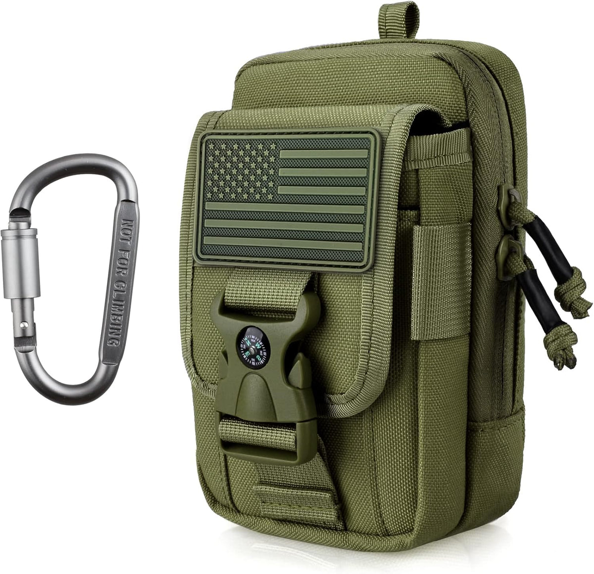 WYNEX Tactical Compass Phone Pouch - Large Molle Smartphone Holster with Double Capacity & Carabiner