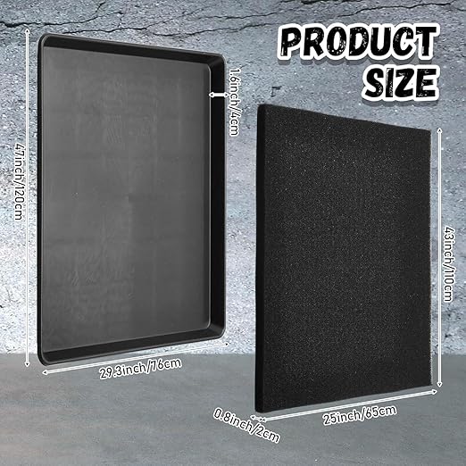 Uiifan 2 Set 47 x 29.3 x 1.6 Inch Oil Drip Pan with Thickened No Splatter Pad for Under Car Extra Large Oil Drip Tray for Automotive Garage Machinery Supplies