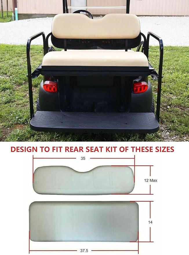 Huskey 4PCS Golf Cart Front/Rear Seat Covers for EZGO Freedom TXT 2014+, Valor Custom Two-Tone Black/Red Diamond Stitching with Red Piping, Marine Grade Vinyl Material, Staple on Design