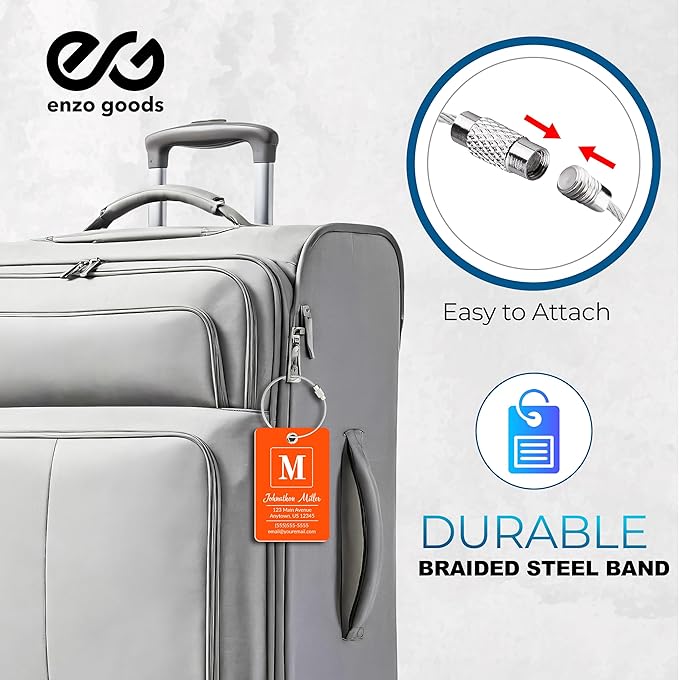 Personalized Luggage Tag | 2 Pack | Custom Luggage Tags for Suitcases | Kids Backpack Tag | 10 Color Options & Choose Font, Font Color
