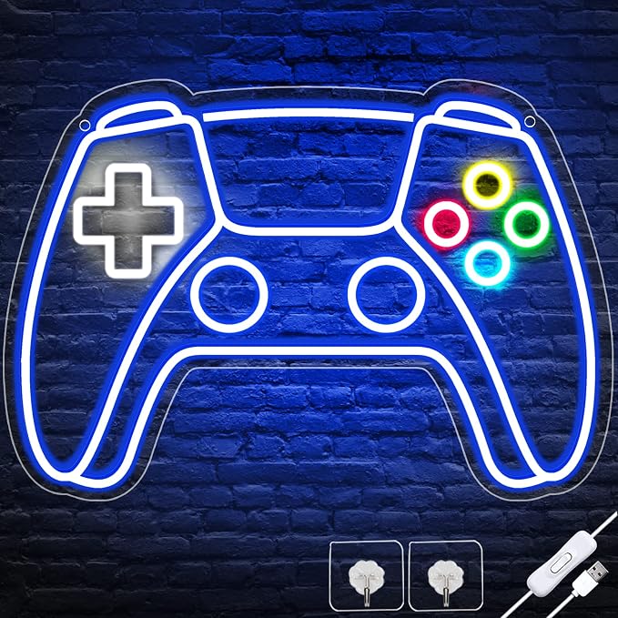 Gamer Neon Sign, Gamepad Shaped LED Neon Sign