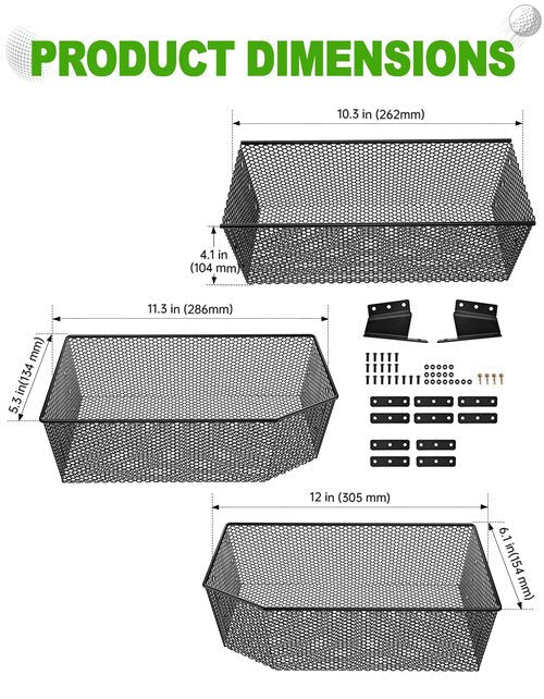 CYOOYC Golf Cart Front Inner Basket for EZGO TXT RVX VALOR Yamaha G29 Drive2 G16-G22 Club Car DS Tempo Modular Mesh Storage Tray Organizer for Extended Space (EZGO TXT 1994-2013)