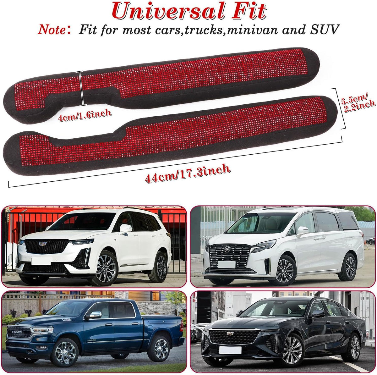 ToBeQueen Car Seat Gap Filler Red Bling Car Accessories for Women Universal Fit for Car Truck SUV, 2 Pack Handmade Crystal Rhinestone Diamond Bling Gap Filler(Red)