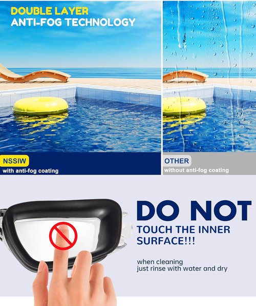 NSSIW Kids Swimming Goggles - Anti-Fog UV400 Protection | No Leak Design for Ages 6-14 | 3 Pack