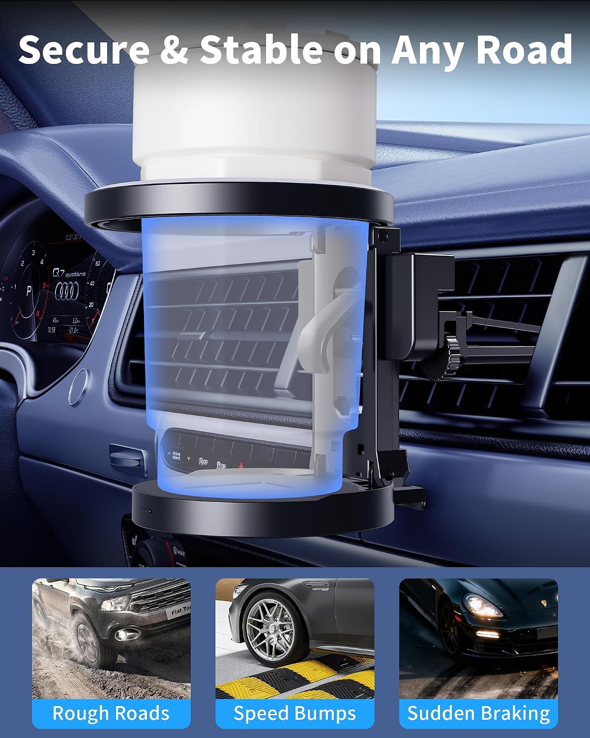 Hanging Cup Holder for Car Air Vent, Extra Car Cup Holder Expander Car Ashtray Drink Holders Clip On Outlet, Suitable for Cars and Trucks with Horizontal Blade Vents