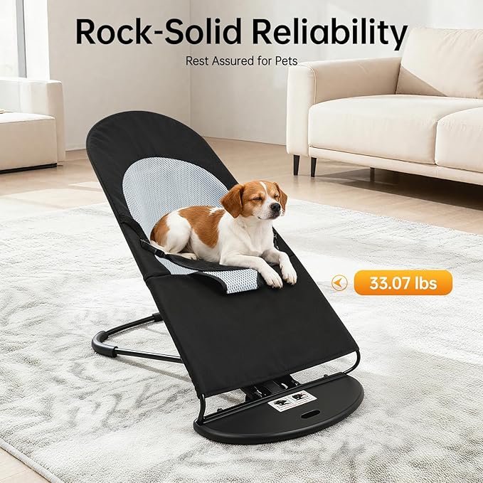 Pet Rocking Chair Small Dogs, Portable Foldable Rocker Bed 33lbs, Stainless Steel Breathable Mesh, Adjustable Height Outdoor Swing Bed 3.97lbs