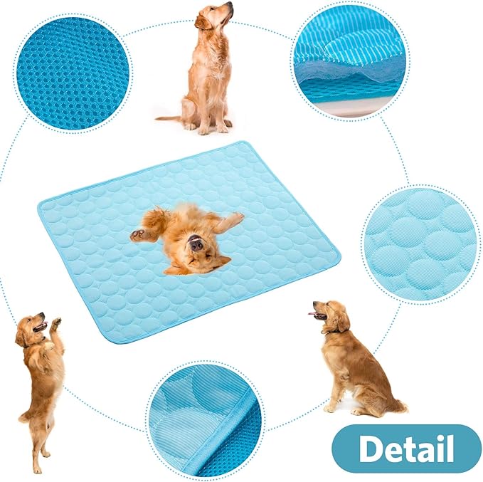 SHEJIZE Dog Cooling Mat Dog Cooling Pad Self Cooling Blanket, Washable Cooling Mat for Dogs, Pet Cooling Mat Keeps Pets Cool in Summer Heat, Resuable Fabric Cooling Mat (Blue, 28x40inch)