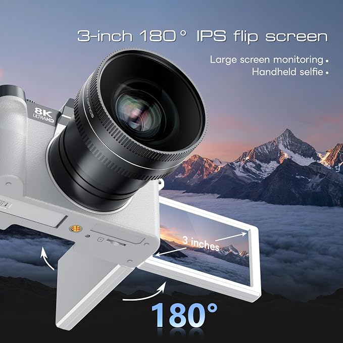 8K&64MP Digital Cameras for Photography&Video, Vlogging Camera for YouTube