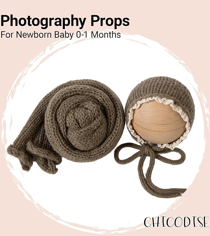 Newborn Photography Props Wraps & Ruffle Edge Bonnet
