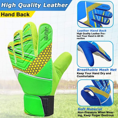 Jalunth Goalkeeper Soccer Gloves - Youth Anti-Slip Latex Palm for Boys & Girls | Soft PU Back