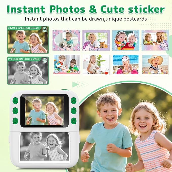 Instant Print Camera for Kids, Christmas Birthday Gifts for Girls Boys