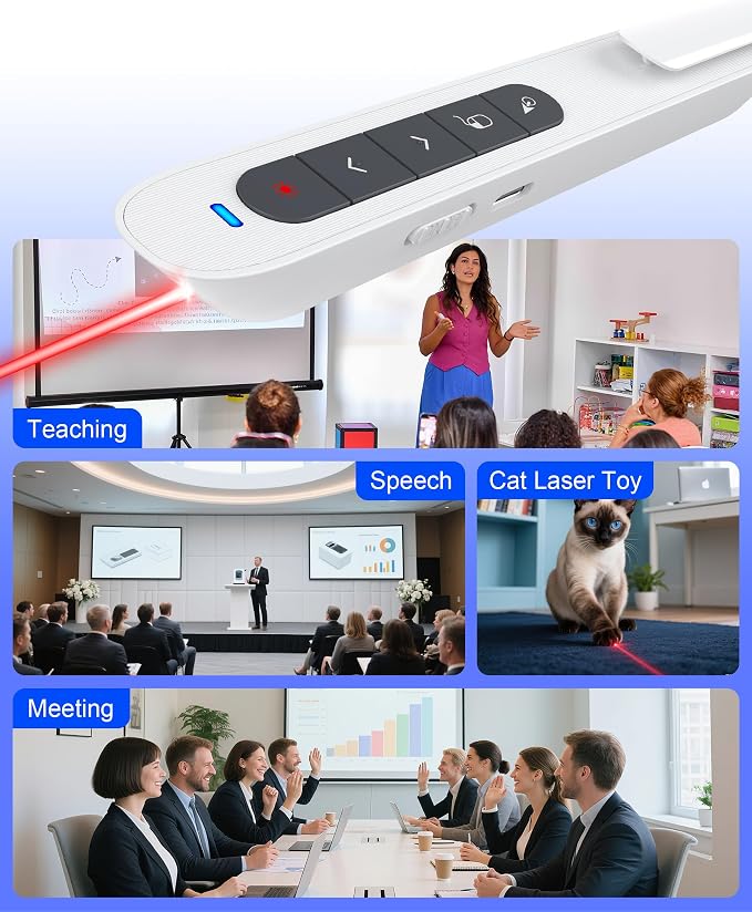 Air Mouse Clicker for Presentation Rechargeable Presenter Clicker Remote for