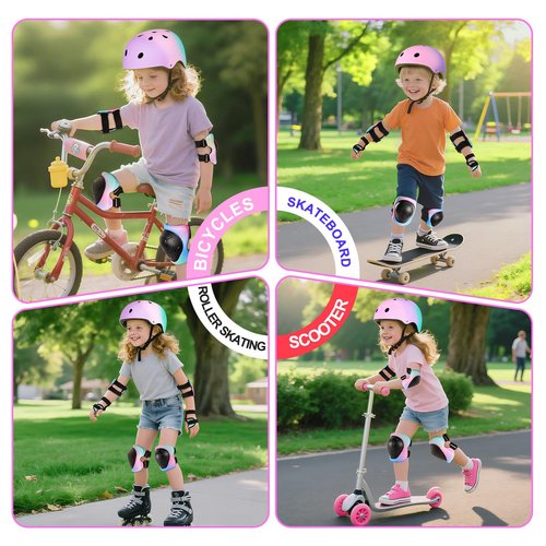 Kids Bike Helmet for 3-5-8-14+ Age Girls and Boys, Kids Helmet with Knee Pads Elbow Pads Wrist Guards,Ventilation Multi-Sport Scooter Rollerblading Skateboarding Cycling