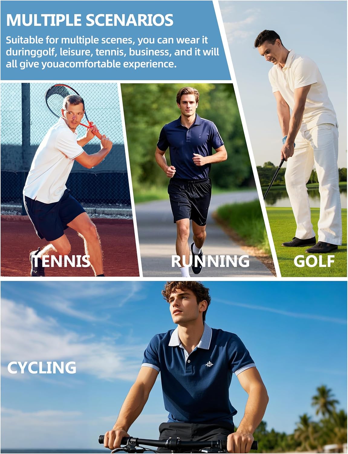 Skiennix Golf Shirts for Men - Moisture-Wicking Performance Short Sleeve Polo | Comfortable Fit