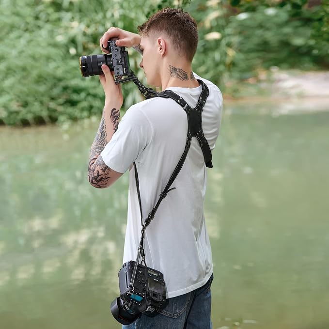 Padwa Lifestyle Black Frosted Dual Camera Harness Strap