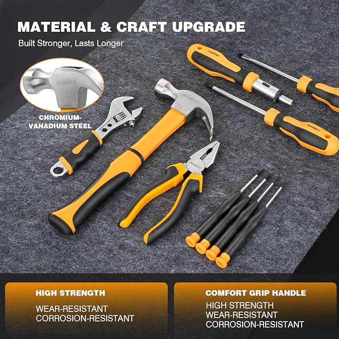 SOARFLY Upgradd 180 Piece Tool Set - Tool Box with 8V Cordless Drill, Hand Drill Set for Men & Women, Home Tool Kit with Hand Tools for House Repair, DIYers, Homeowners & Handymen