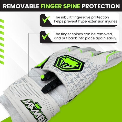 MAMBA Reflex Goalkeeper Gloves - Quality Latex Palm & Back Hand | Removable Finger Spine Protection | Youth/Adult Sizes
