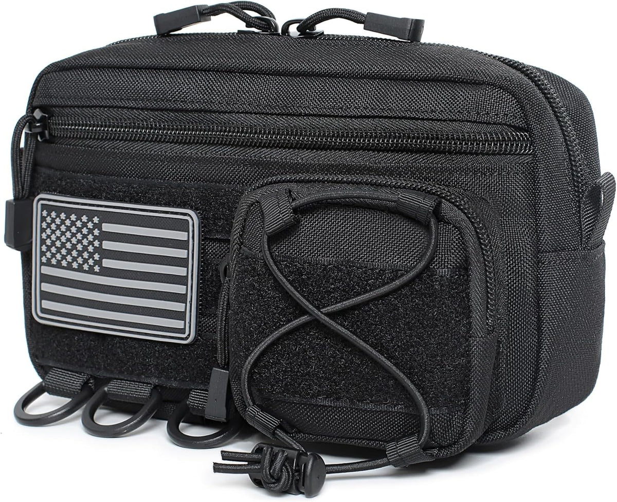 Skiennix Tactical Molle Horizontal Admin Pouch - Front Drawstring Pocket | EDC Utility Organizer Bag