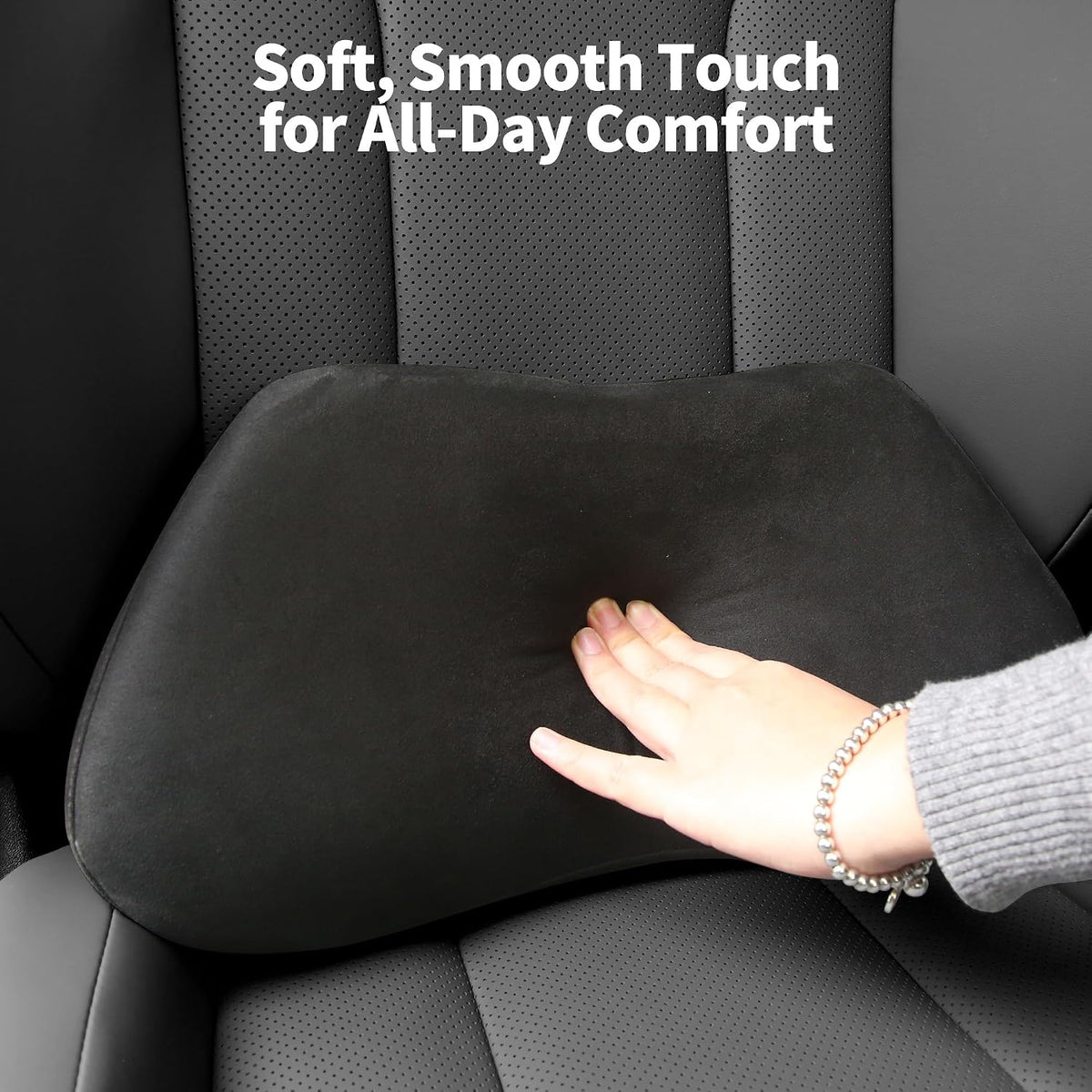 Lumbar Support Pillow for Car Lower Back Cushion, Black, 2 Packs