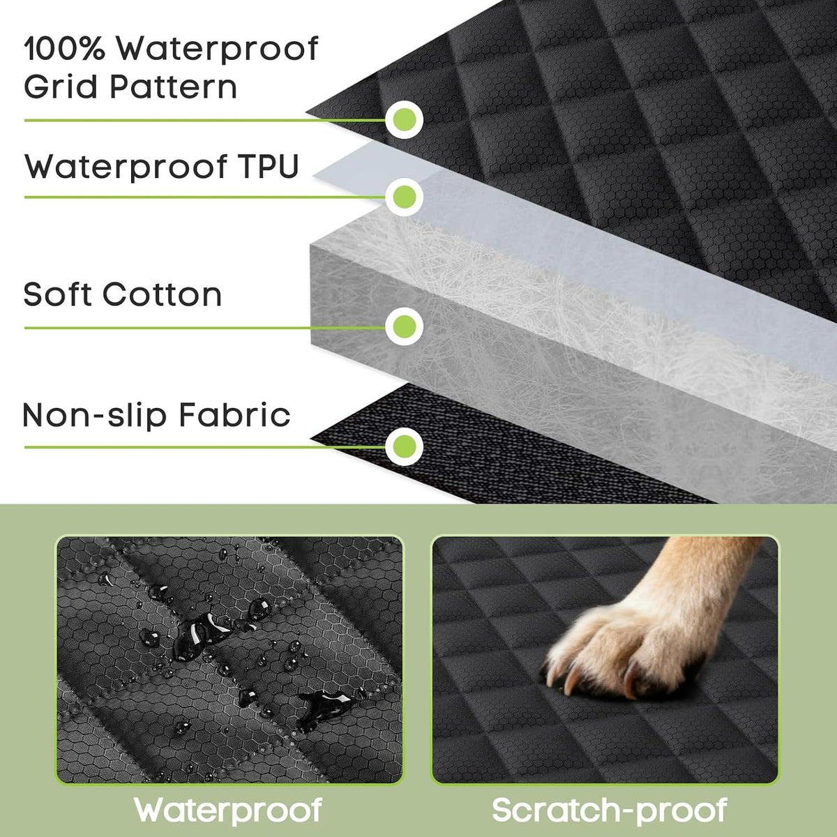 Dog Car Seat Cover for Front Seat, Waterproof Full Protection Pet Car Seat Cover with Side Flaps, Non-Slip Front Seat Protector with Pocket for Cars, Trucks, SUVs