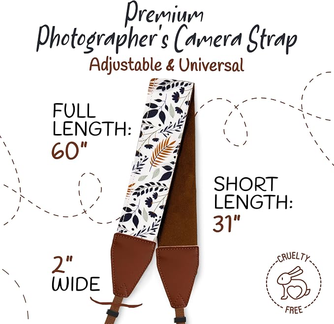 Art Tribute Camera Strap, Vintage Embroidered Neck Shoulder & Crossbody Camera
