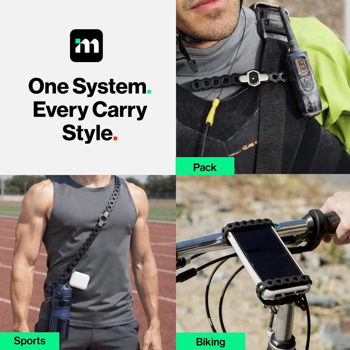 EDC Modular Strap System 5 Pack, Adjustable Silicone Gear Ties for Outdoor/Survival/Camping Strap EDC Carry