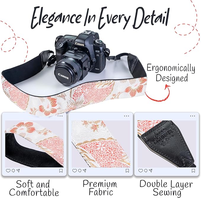 Art Tribute Camera Strap, Vintage Embroidered Neck Shoulder & Crossbody Camera