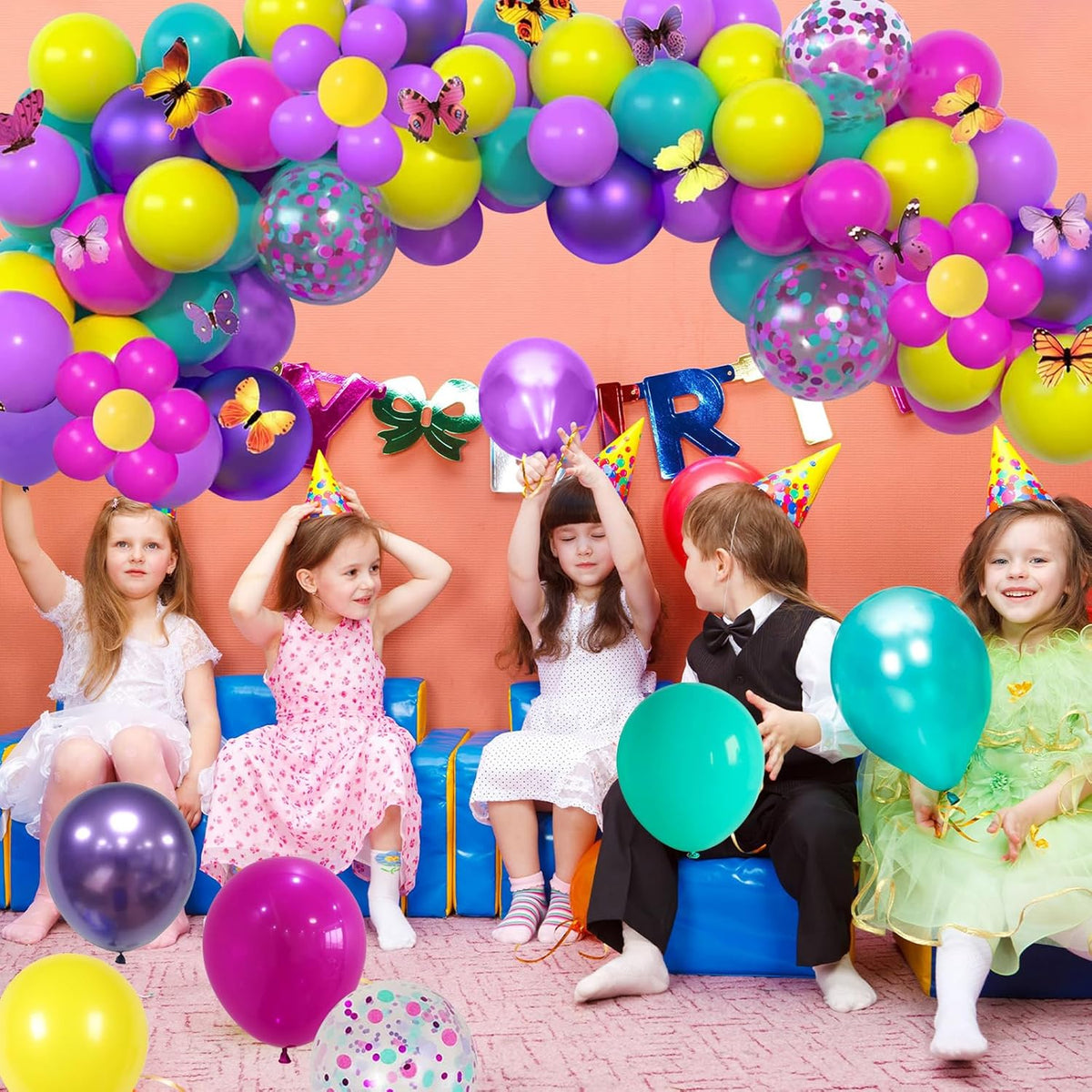 Skiennix 12-Inch Metallic Balloons - 60 Pcs in Hot Pink, Purple, Teal & Yellow for Kids' Parties | Birthday & Baby Shower Decor