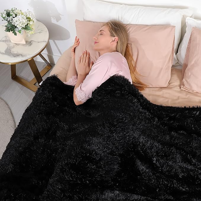 Tuddrom Decorative Extra Soft Faux Fur Throw Blanket 50" x 60", Reversible
