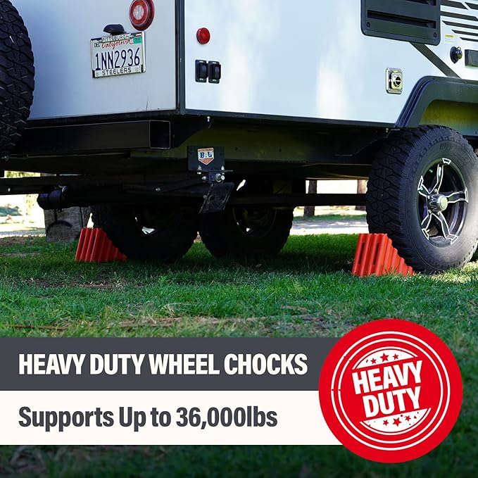 SECURITYMAN Wheel Chocks | Trailer Chocks | Tire Chocks (2 Pack) Durable, Non-Slip, Solid Wheel Chocks for RV Trailer, Travel, Camper, Truck, and Boat