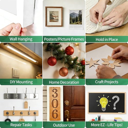 EZlifego Heavy-Duty Double-Sided Tape - Clear Nano Adhesive for Picture Hanging (9.85FT)