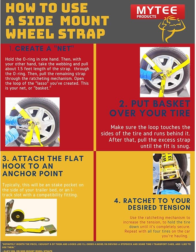 Mytee Products 2" x14' Lasso Ratchet Strap Flat Hook Wheel Net Auto Tow Towing Tie Down