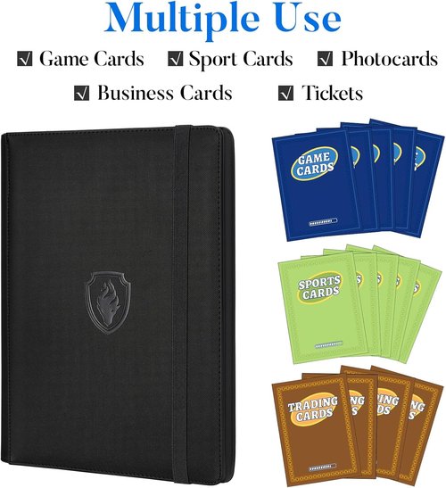 Fabmaker Premium 9 Pocket Card Binder - Sturdy PU Cover for 360 Cards | Sleek Black Trading Card Album