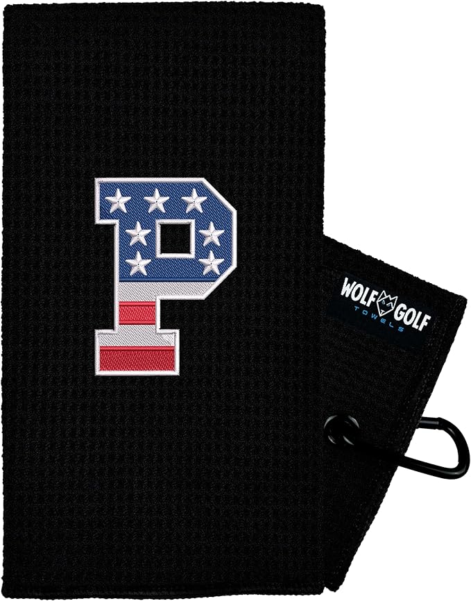 Wolf Golf Towels USA Monogrammed Personalized Golf Towel | Custom Golf Towels for Golf Bags for Men or Women