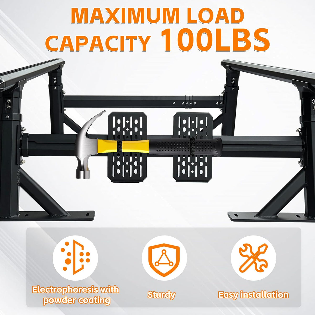 Just-V Truck Bed Rail Side Mount Holder for Toyota Tacoma 2005-2026, for Toyota Tundra 2007-2026, 2Pcs Bed Rail Modular Accessories Mount for Shovels, Axes, Bike, Recovery Plates, Fuel Tanks